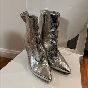 Michael Kors Metallic Silver Ankle Boots